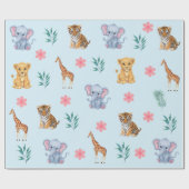 Het moderne Safari Oerwoud Animals Elephant Tiger  Cadeaupapier (Vlak)