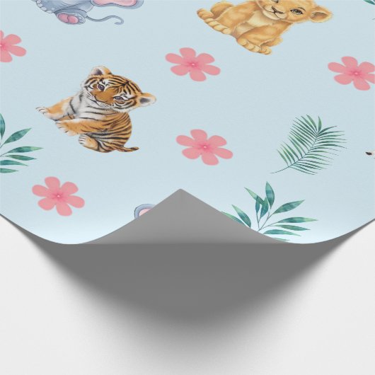 Het moderne Safari Oerwoud Animals Elephant Tiger  Cadeaupapier (Hoek)