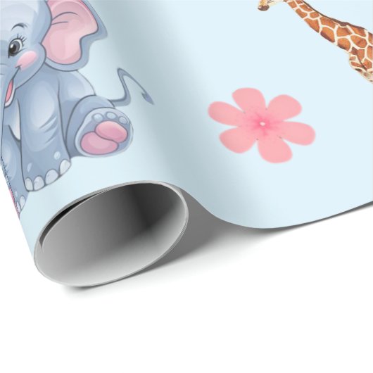Het moderne Safari Oerwoud Animals Elephant Tiger  Cadeaupapier (Rol Hoek)