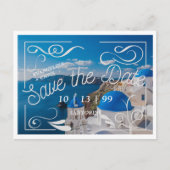 Het moderne Santorini Save the Date Briefkaart (Voorkant)