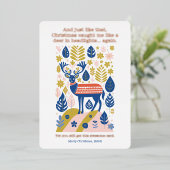 Het moderne Scandinavische rendier Christmas Roos Folie Feestdagenkaart (Staand Voorkant)