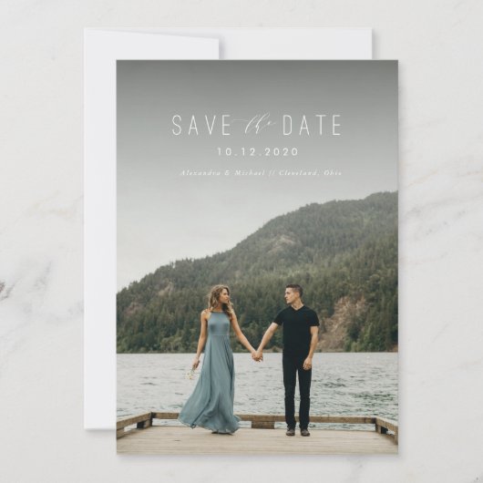 Het moderne Schrijven sparen de Witte Datum Save The Date (Voorkant)