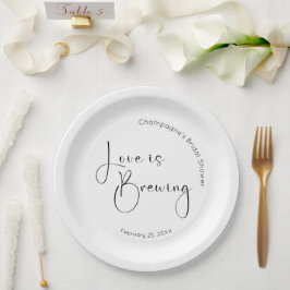 Het moderne script Vrijgezellenfeest Love is Brewi Papieren Bordje