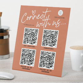 Het moderne scriptteken van Terracotta QR-code Reclamebord Met Voetstuk