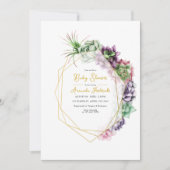 Het moderne succulente geometrische Baby shower Kaart (Voorkant)