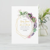 Het moderne succulente geometrische Baby shower Kaart (Staand voorkant)