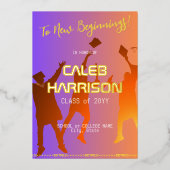 Het moderne technische Afstuderen Sunset Modern Folie Uitnodiging (Voorkant)