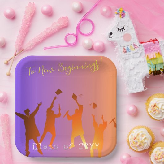 Het moderne technische Afstuderen Sunset Modern Papieren Bordje (Feest)