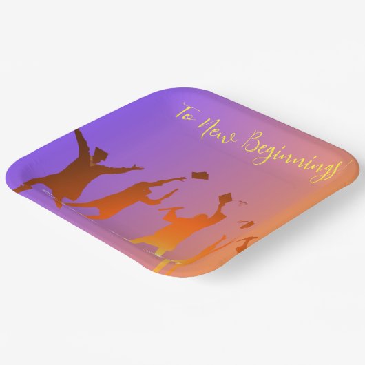 Het moderne technische Afstuderen Sunset Modern Papieren Bordje (Gebogen)