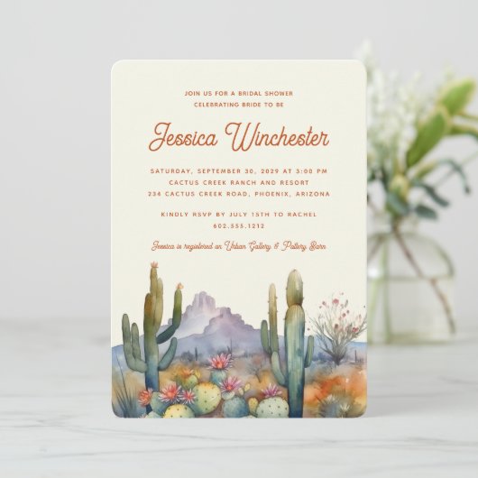 Het moderne Terracotta Desert Cactus Vrijgezellenf Kaart (Staand voorkant)