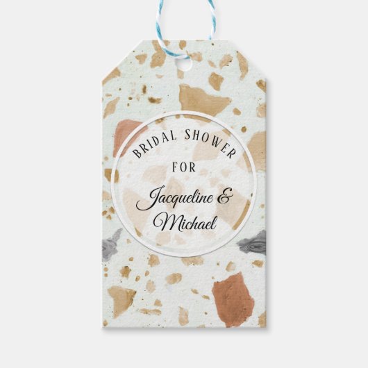 Het moderne Terrazzo-cotta Boho Vrijgezellenfeest Cadeaulabel (Voorkant)