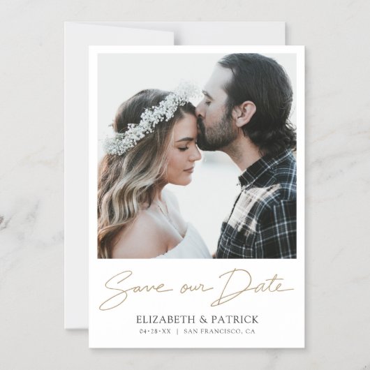 Het moderne Verloving van de douane sparen de Foto Magnetische Uitnodiging (Voorkant)