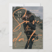 Het moderne vette oranje manuscript bewaart de dat save the date (Voorkant)