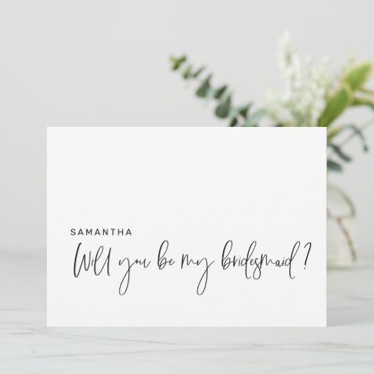 Het moderne voorstel zal u mijn Bridesmaid Kaart z (Staand voorkant)