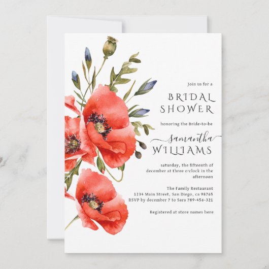 Het moderne Vrijgezellenfeest voor papaver met wil Kaart (Voorkant)