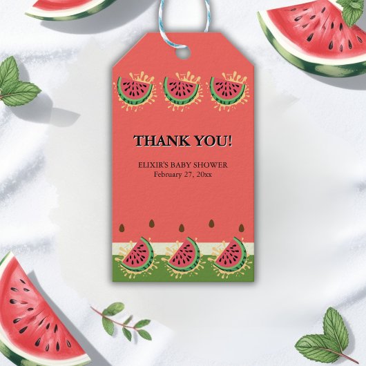 Het moderne Watermelon Splash Baby shower Cadeaulabel