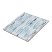 Het moderne Waterverf blauw-witte streeppatroon Tegeltje (Zijkant)