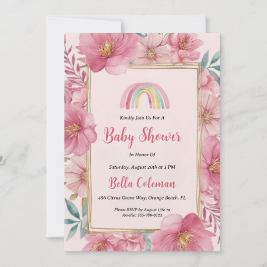 Het moderne waterverf Boho Rainbow baby shower Kaart (Voorkant)