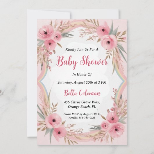 Het moderne waterverf Boho Rainbow baby shower Kaart (Voorkant)