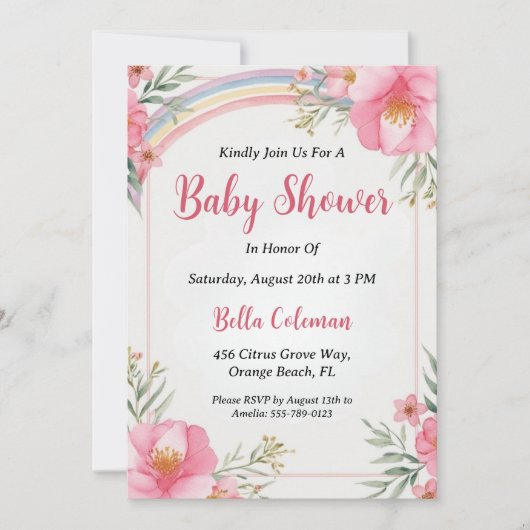 Het moderne waterverf Boho Rainbow baby shower Kaart (Voorkant)