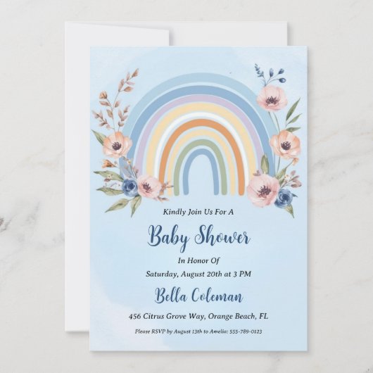 Het moderne waterverf Boho Rainbow baby shower Kaart (Voorkant)