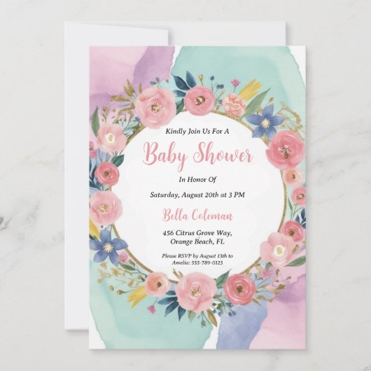 Het moderne waterverf Boho Rainbow baby shower Kaart (Voorkant)