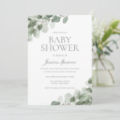 Het moderne Waterverf Greenery Baby shower Kaart (Staand voorkant)