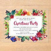 Het moderne Waterverf kerstfeest Acryl Uitnodigingen (Voorkant)