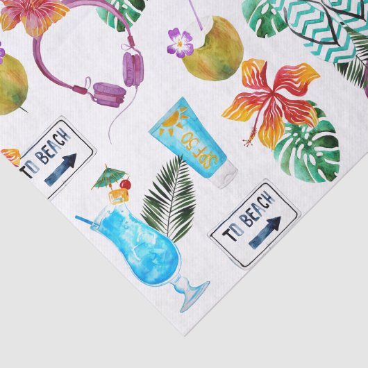 Het moderne Waterverf tropische strandpatroon Tissuepapier (Detail)