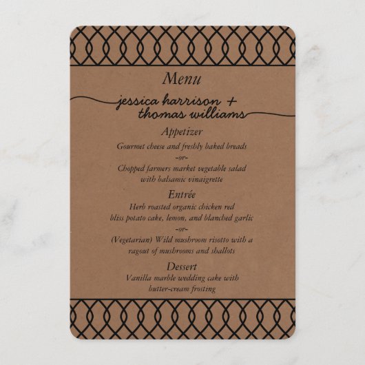 Het moderne Whimsical Kraft Wedding Collectie Menu (Voorkant)