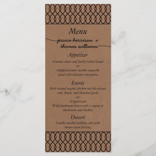 Het moderne Whimsical Kraft Wedding Collectie Menu (Voorkant)