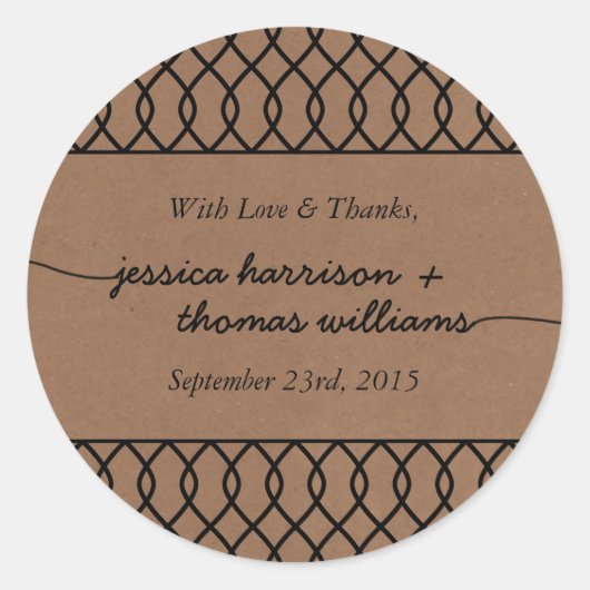 Het moderne Whimsical Kraft Wedding Collectie Ronde Sticker (Voorkant)