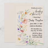 Het moderne Wildflower Boho Baby shower Kaart (Voorkant / Achterkant)