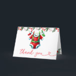 Het moderne Winter Red Christmas Santa Baby shower Bedankkaart<br><div class="desc">Spreek uw dankbaarheid in feestelijke stijl uit met onze Modern Winter Red Christmas Santa Baby shower Thank You Card. Deze kaart is voorzien van een vrolijke Kerstman tegen een levendige rode achtergrond, geaccentueerd met delicate sneeuwvlokken en wintergroen, perfect vastleggen van de vakantie geest. Het is de ideale manier om je...</div>
