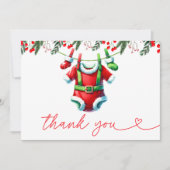 Het moderne Winter Red Christmas Santa Baby shower Bedankkaart (Voorkant)