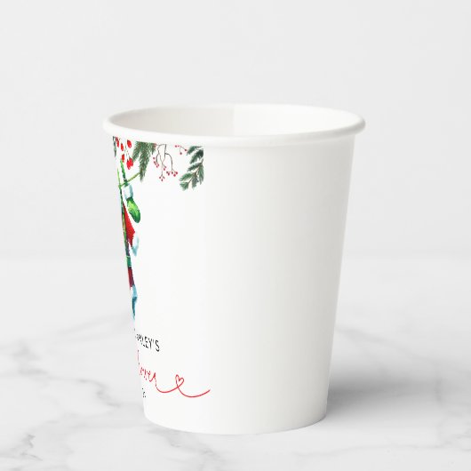 Het moderne Winter Red Christmas Santa Baby shower Papieren Bekers (Links)