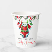 Het moderne Winter Red Christmas Santa Baby shower Papieren Bekers (Voorkant)