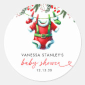 Het moderne Winter Red Christmas Santa Baby shower Ronde Sticker (Voorkant)