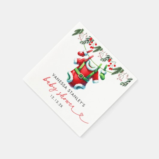 Het moderne Winter Red Christmas Santa Baby shower Servet (Hoek)