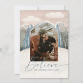 Het moderne winterbos met kerst. Geloven Arch Foto Feestdagenkaart (Voorkant)