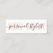 Het moderne witte en perzige mode stylist manuscri mini visitekaartje (Voorkant)