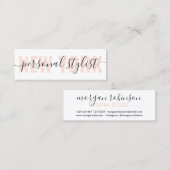 Het moderne witte en perzige mode stylist manuscri mini visitekaartje (Voorkant / Achterkant)