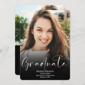 Het moderne witte zwarte manuscript 2 foto's afstu aankondiging (Voorkant / Achterkant)