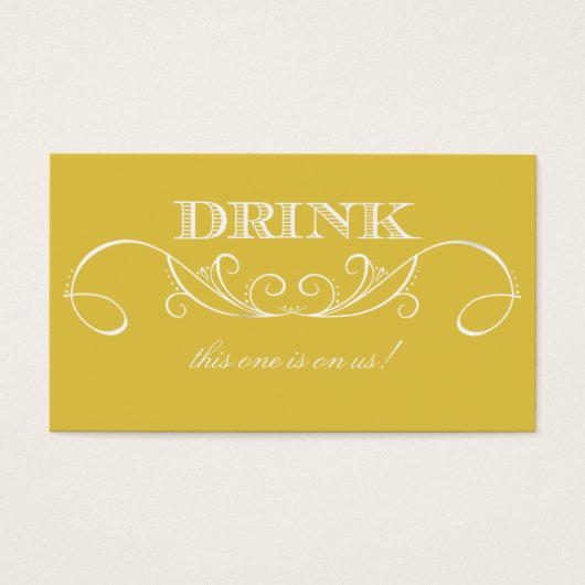 Het moderne Yellow Swirl Wedding Drink Ticket Visitekaartje (Voorkant)