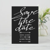 Het moderne zwarte en witte manuscript eenvoudig s save the date (Staand voorkant)