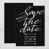 Het moderne zwarte en witte manuscript eenvoudig s save the date (Voorkant / Achterkant)