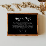 Het moderne zwarte Honeymoon-wens Informatiekaartje<br><div class="desc">Een gedurfde en trendy typografie voor je trouwkantoor,  eenvoudig maar elegant met een zwart-wit thema. Volledig aanpasbaar: u kunt indien nodig de kleuren van het lettertype en de achtergrond wijzigen.</div>