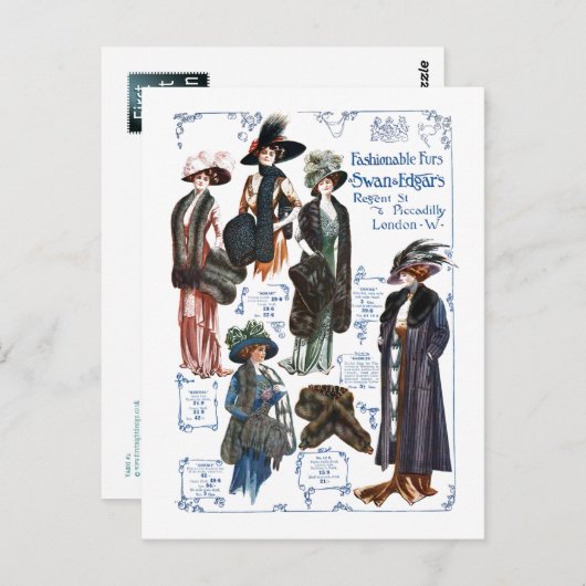 Het Modieuze Bont #A van de zwaan & van Edgar Briefkaart (Voorkant / Achterkant)