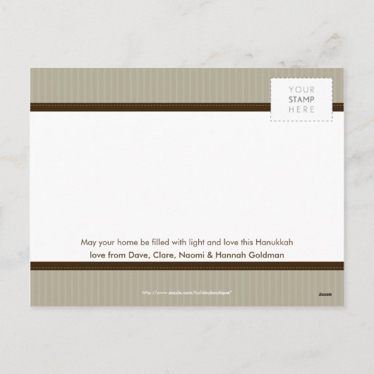 HET MODIEUZE BRIEFKAART VAN DE CHANOEKA:: (Achterkant)