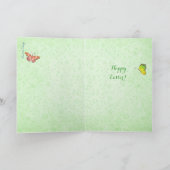 Het modieuze Groene & Gele BloemenMeisje van Pasen Feestdagen Kaart (Binnen)